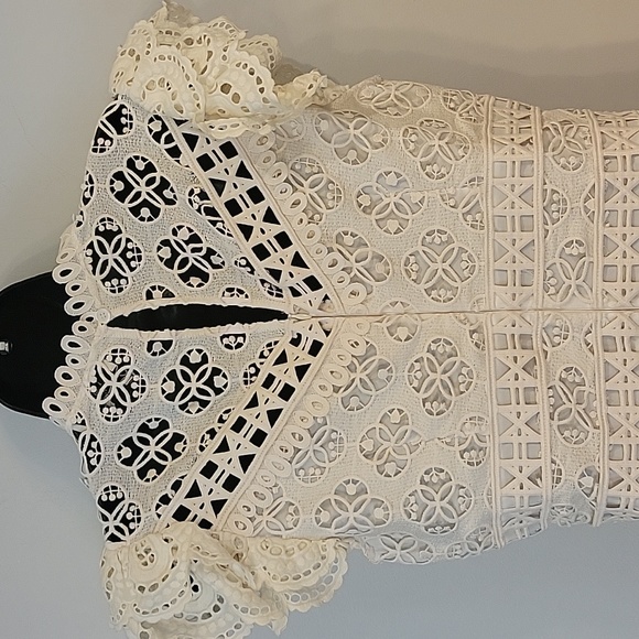 Sea New York Sz 4 Cream Lace Ruffle Cocktail Dress - Picture 9 of 13